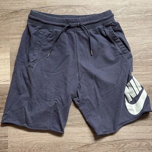 Nike Navy Blue Athletic Comfortable Shorts with Elastic Waistband ~8 inch inseam